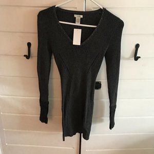 Long Sleeve Form Fitting Gray Cache Dress